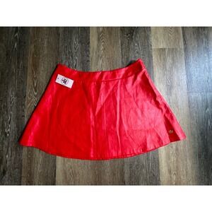 Juicy Couture Skirt Women 1X Red New Faux Leather A-Line Mini Crown Logo
